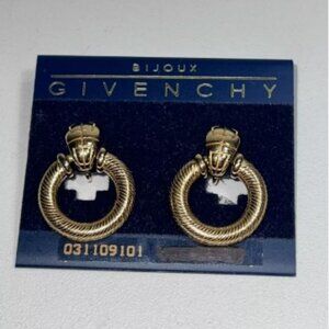 GIVENCHY VINTAGE Dangle EARRINGS Clip-on Gold Plated NEW RARE 1.20"Lx1"W